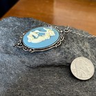 Mermaid Cameo Necklace  Vtg Sailor Jerry  Ocean Blue  Sexy Siren Large Pendant