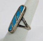 Vintage Navajo Sterling Silver Blue Turquoise Ring Size 6 5 Signed B Billy Slim 