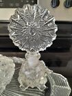 Vintage 1930 Art Deco Irice Cut Glass Vanity Set Perfume Bottles Tray Powder Jar