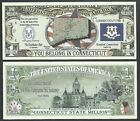 Connecticut State Million Dollar W Map  Seal  Flag  Capitol - Lot Of 10 Bills