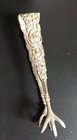 Antique German 800 Fine Silver Repousse Claw Tongs   Cake Pastry Server Set