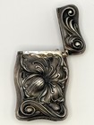 Antique Sterling Silver Art Nouveau Floral Match Safe Vesta Case Repouss  
