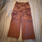 Old Navy Kids Unisex Wide Leg Cargo Pants Brown Terracotta Cotton Size 14