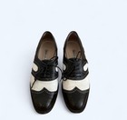 Vintage Manolo Blahnik Black white Leather Wingtip Lace-up Oxford Shoes 7 5 