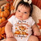 Personalized Baby Girl First Autumn Bodysuit Pumpkin Fall Outfit Custom Name