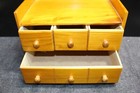 Wooden Sewing Notions Box 4 Drawers Light Oak Color   Gently Used