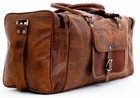 New Men s Genuine Brown Leather Retro Vintage Large Round Duffle Travel Gym Bag 