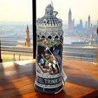 Western Germany Beer Stein Halt Mas U  Ziel Trink Nie Zuviel Hinged Lid Ceramic