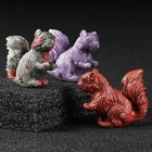 Smq 2  Crystal Squirrel Statue Purple Lepidolite Healing Crystal Hand Carved    