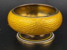 Antique Norwegian Yellow Guilloche Enamel Gilt Sterling Silver Salt Cellar