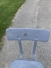 Vintage Gray Lyon Industrial Metal High Back Stool Chair Steampunk W back Rest