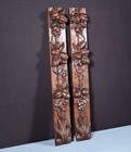 23  Pair Of French Antique Solid Oak Wood Highly Carved Wood Trim Posts