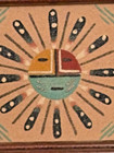 Vintage Small Yazzie Navajo Signed Sand Painting Of Sun   The Eagle - 5 X 5 Inch