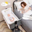 Baby Bed Side Crib Portable Adjustable Infant Travel Sleeper Bassinet Dark Grey