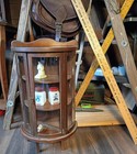 Vtg Wood Glass Curio Case Wall Mount free Standing Display Cabinet Mid Century