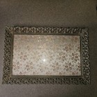 Vintage Vanity Tray  Perfume  Gilded Pink And Gold Inlay Under Glass Filigree 