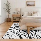  Modern Abstract Zebra Rug 9x12  Washable Black And White 9x12 Abstract Lines
