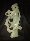 Vintage Chinese Carved Bowenite Serpentine Jade Guanyin Statue Figurine Midcent
