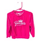 Cozy Pixies Pink Princess Velvet Embroidered Pullover Sweatshirt Girls 2-3 Years