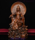 Chinese Buddhism Boxwood Wood Carved Guanyin Kwan-yin Bodhisattva Buddha Statue