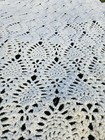 Vintage Crochet Blanket Afghan White Scalloped Edges Intricate Design 70  45 