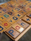 Rare Antique Vintage Blockraft Teacher Spelling Wood Blocks Learning Tool Math