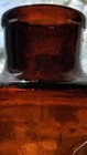 Antique 1880 s Glass Amber Bim Bottle wide Mouth Food Jar  seed Bubbles 