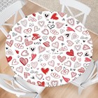 Valentine s Day Round Fitted Tablecloth With Elastic Love 40   round  Red