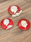 Vintage Lot Of 3 Chairman Mao Zedong Chinese Communist Party Badge Pins