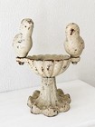 Vintage Cast Iron Love Birds Bird Bath Miniature Chippy Weathered Statue 8 