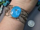 Navajo Emerson Thompson Kingman Turquoise Sterling Silver Spider Web Bracelet