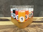 10-ball Vintage Pool Themed Double Shot Glasses With Rack   brand New 