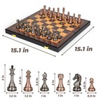 Luxury Metal Chess Set With 15 Inch Wooden Chess Board   Weighted Metal Chess
