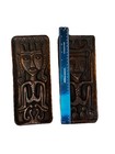 Vintage Hand Carved Wood King   Queen Wall Art Pair Tribal Folk Decor