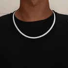 S925 Sterling Silver Chain Necklace For Men  5mm 6mm Sterling Silver Cuban Link 