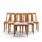 Ramseur Mid Century Walnut And Cane Dining Chairs - Set Of 6