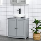 23 5  Bathroom Pedestal Sink Storage Cabinet 2-door Adjustable Shelf Gray