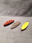 Lot Of 3 Vintage Toy Boat Whistles Usa Made Unique Very Rare Multi Color Top Htf