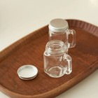 Glass Salt Pepper Shaker Set Mason Jar Style Handles Metal Lids 2 Piece - Usa