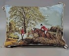 Vintage English Hunt Scene Fox Hunting  Needlepoint Throw Pillow 16   12 