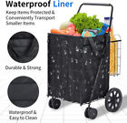 Folding Utility Shopping Cart With Double Basket   Swivel Wheels Easy Transport