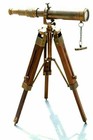 Brass Antique Finish Nautical Spyglass Telescope With Wooden Brown Tripod Stand