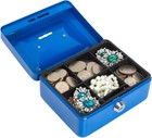 Small Cash Box With Money Tray Metal Lock Box For Kids 5 9  X4 7  X 3 2  Blue 