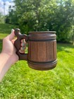 Handmade Beer Mug Oak Wood Barrel Stainless Steel Cup Unique Collectible