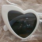 Girls Heart Sunglasses White Full Rim Plastic Frame Black Tinted Lenses
