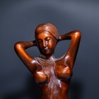 4 7  Collect Chinese Box-wood Carving Naked Beautiful Woman Beauty Knelt Statue