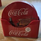 Coca Cola Collectable Set Napkin Holder  Utensil Holder 7pc Metal Coaster Set 