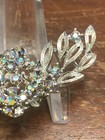 Vintage Rare Lisner Signed Ab Aurora Borealis Silver Tone Pin Brooch