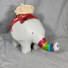 Old Navy Elephant Piggy Coin Bank Gray Plastic Basket Removable Trunk Retired