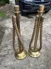 2 Vintage Solid Brass Ball Posts Movie Theatre  Wedding Party Stanchions W  Rope
